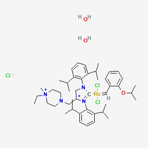 (1,3-Bis(2,6-diisopropylphenyl)-4-((4-ethyl-4-methylpiperazin-1-ium-1-yl)methyl)imidazolidin-2-ylidene)(2-isopropoxybenzylidene)ruthenium(II) chloride dihydrate FixCat