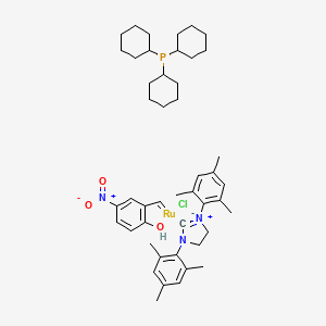 [1,3-Bis(2,4,6-trimethylphenylimidazolidin-2-ylidene)(PCy3)-(2-oxo-5-nitrobenzylidene)ruthenium(II) chloride, Nitro-LatMet