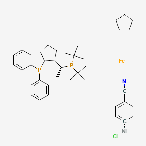 molecular formula C39H54ClFeNNiP2- B6289742 Chloro(4-cyanophenyl){(R)-1-[(S)-2-(diphenylphosphino)ferrocenyl]ethyl(di-t-butyl)phosphine} nickel(II) CAS No. 2049086-34-0