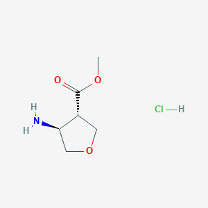 molecular formula C6H12ClNO3 B6289772 Methyl trans-4-aminotetrahydro-3-furancarboxylate hydrochloride, 95% CAS No. 2708281-30-3