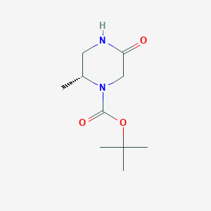 molecular formula C10H18N2O3 B6289889 tert-Butyl (2R)-2-methyl-5-oxo-piperazine-1-carboxylate, 95% CAS No. 2172791-05-6