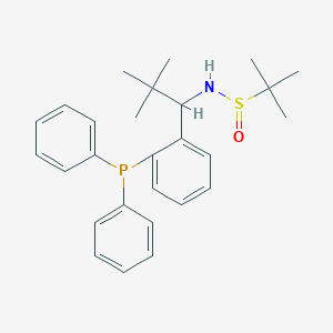 molecular formula C27H34NOPS B6289967 [S(R)]-N-[(1S)-1-[2-(diphenylphosphino)phenyl]-2,2-dimethylpropyl]-2-methyl-2-propanesulfinamide, 95% CAS No. 1595319-94-0