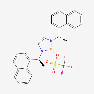 molecular formula C27H24F3N2O3PS B6289968 1,3-Bis[(1S)-1-(1-naphthalenyl)ethyl]-2,3-dihydro-1H-1,3,2-diazaphosphol-2-yl trifluoromethanesulfonate, 98% CAS No. 2622154-88-3