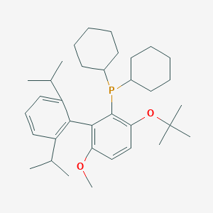 molecular formula C35H53O2P B6290094 (3-(tert-Butoxy)-2',6'-diisopropyl-6-methoxy-[1,1'-biphenyl]-2-yl)dicyclohexylphosphane, 98% CAS No. 2489243-29-8