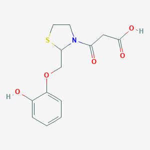 molecular formula C13H15NO5S B062901 2-((2-Hydroxyphenoxy)methyl)-beta-oxo-3-thiazolidinepropanoic acid CAS No. 161364-65-4