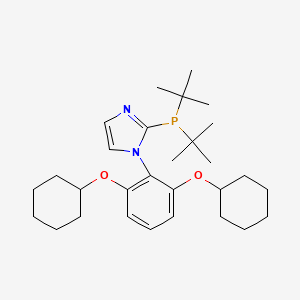 molecular formula C29H45N2O2P B6290165 1-[2,6-Bis(cyclohexyloxy)phenyl]-2-(di-tertbutylphosphanyl)-1H-imidazole, 95% CAS No. 2179272-79-6