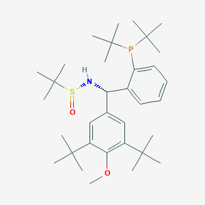molecular formula C34H56NO2PS B6290188 [S(R)]-N-[(S)-(3,5-二叔丁基-4-甲氧基苯基)[2-(二叔丁基膦基)苯基]甲基]-2-甲基-2-丙烷磺酰胺, 95% CAS No. 2565792-54-1