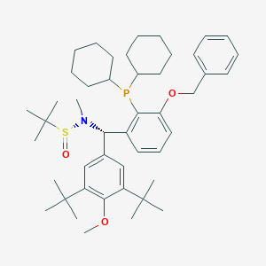 molecular formula C46H68NO3PS B6290238 [S(R)]-N-[(S)-[3,5-di-t-butyl-4-methoxyphenyl][(3-benzyloxy-2-(dicyclohexylphosphino)phenyl)methyl]-N,2-dimethyl-2-propanesulfinamide, 95% CAS No. 2565792-24-5