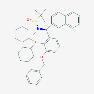 molecular formula C41H52NO2PS B6290241 [S(R)]-N-[(S)-[3-(benzyloxy)-2-(dicyclohexylphosphino)phenyl]-(2-naphthalenyl)methyl]-N,2-dimethyl-2-propanesulfinamide, 95% CAS No. 2565792-55-2