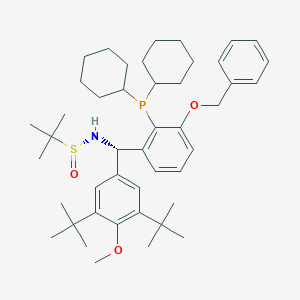 molecular formula C45H66NO3PS B6290264 [S(R)]-N-[(S)-[3,5-di-t-butyl-4-methoxyphenyl][(3-benzyloxy-2-(dicyclohexylphosphino)phenyl)methyl]-2-methyl-2-propanesulfinamide, 95% CAS No. 2565792-48-3