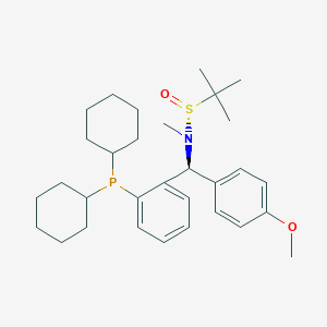 molecular formula C31H46NO2PS B6290278 [S(R)]-N-[(S)-[2-(dicyclohexylphosphanyl)phenyl](4-methoxyphenyl)methyl]-N,2-dimethyl-2-propanesulfinamide, 95% CAS No. 2565792-82-5
