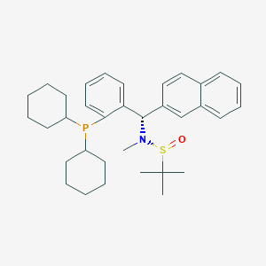 molecular formula C34H46NOPS B6290283 [S(R)]-N-[(S)-[2-(dicyclohexylphosphino)phenyl]-2-naphthalenylmethyl]-N,2-dimethyl-2-propanesulfinamide, 95% CAS No. 2565792-44-9