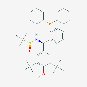 molecular formula C38H60NO2PS B6290286 [S(R)]-N-[(R)-[3,5-bis(1,1-dimethylethyl)-4-methoxyphenyl][2-(dicyclohexylphosphino)phenyl]methyl]-2-methyl-2-propanesulfinamide, 95% CAS No. 2565792-75-6