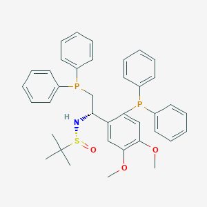 molecular formula C38H41NO3P2S B6290303 [S(R)]-N-[(1S)-2-(diphenylphosphino)-1-[2-(diphenylphosphino)-4,5-dimethoxyphenyl]ethyl]-2-methyl-2-propanesulfinamide, 95% CAS No. 2565792-27-8