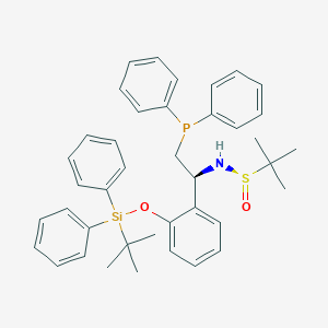 molecular formula C40H46NO2PSSi B6290329 [S(R)]-N-[(1S)-1-[2-((t-butyldiphenylsilyl)oxy)phenyl)]-2-yl-2-(diphenylphosphino)ethyl]-2-methyl-2-propanesulfinamide, 95% CAS No. 1803239-59-9