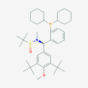 molecular formula C39H62NO2PS B6290337 [S(R)]-N-[(R)-[3,5-bis(1,1-dimethylethyl)-4-methoxyphenyl][2-(dicyclohexylphosphino)phenyl]methyl]-N,2-dimethyl-2-propanesulfinamide, 95% CAS No. 2565792-49-4