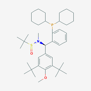 molecular formula C39H62NO2PS B6290337 [S(R)]-N-[(R)-[3,5-二(1,1-二甲基乙基)-4-甲氧基苯基][2-(二环己基膦基)苯基]甲基]-N,2-二甲基-2-丙磺酰胺，95% CAS No. 2565792-49-4