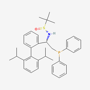 molecular formula C36H44NOPS B6290361 [S(R)]-N-[(1S)-1-(2',6'-diisopropyl)-(1,1'-biphenyl)-2-yl]-2-(diphenylphosphino)ethyl]-2-methyl-2-propanesulfinamide, 95% CAS No. 2394923-85-2
