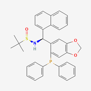 molecular formula C34H32NO3PS B6290375 [S(R)]-N-[(S)-[6-(diphenylphosphino)benzo[d][1,3]dioxol-5-yl]-1-naphthalenylmethyl]-2-methyl-2-propanesulfinamide, 95% CAS No. 2565792-26-7