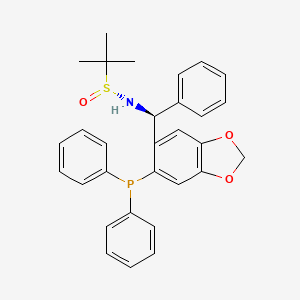 molecular formula C30H30NO3PS B6290377 [S(R)]-N-[(S)-[6-(diphenylphosphino)benzo[d][1,3]dioxol-5-yl]phenylmethyl]-2-methyl-2-propanesulfinamide, 95% CAS No. 2565792-39-2