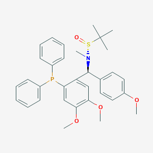 molecular formula C33H38NO4PS B6290384 [S(R)]-N-[(S)-[2-(二苯基膦基)-4,5-二甲氧基苯基)](4-甲氧基苯基)甲基]-N,2-二甲基-2-丙烷磺酰胺，95% CAS No. 2565792-80-3