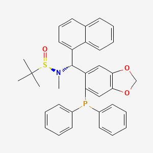 molecular formula C35H34NO3PS B6290392 [S(R)]-N-[(R)-[6-(diphenylphosphino)benzo[d][1,3]dioxol-5-yl]-1-naphthalenylmethyl]-N,2-dimethyl-2-propanesulfinamide, 95% CAS No. 2565792-42-7