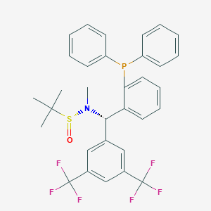 molecular formula C32H30F6NOPS B6290397 [S(R)]-N-[(S)-[3,5-bis(trifluoromethyl)phenyl][2-(diphenylphosphino)phenyl]methyl]-N,2-dimethyl-2-propanesulfinamide, 95% CAS No. 2565792-74-5