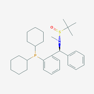 molecular formula C30H44NOPS B6290452 [S(R)]-N-[(S)-[2-(dicyclohexylphosphino)phenyl]phenylmethyl]-N,2-dimethyl-2-propanesulfinamide, 95% CAS No. 2241598-32-1