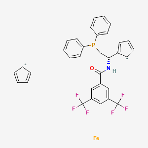 molecular formula C33H26F6FeNOP B6290453 N-[(1S)-(1-Ferrocenyl)-2-(diphenylphosphino)ethyl)]-3,5-bis(trifluoromethyl)-benzamide, 95% CAS No. 2131816-17-4