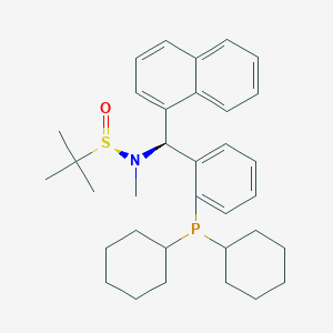 molecular formula C34H46NOPS B6290456 [S(R)]-N-[(S)-[2-(dicyclohexylphosphino)phenyl]-1-naphthalenylmethyl]-N,2-dimethyl-2-propanesulfinamide, 95% CAS No. 2241598-33-2