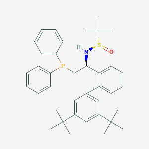 molecular formula C38H48NOPS B6290469 [S(R)]-N-[(1S)-1-[3',5'-bis(1,1-dimethylethyl)[1,1'-biphenyl]-2-yl]-2-(diphenylphosphino)ethyl]-2-methyl-2-propanesulfinamide, 95% CAS No. 1936438-24-2