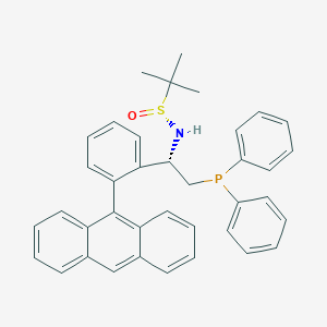 molecular formula C38H36NOPS B6290470 [S(R)]-N-[(1S)-1-[2-(9-anthracenyl)phenyl]-2-(diphenylphosphino)ethyl]-2-methyl-2-propanesulfinamide, 95% CAS No. 1936438-22-0