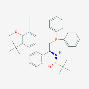 molecular formula C39H50NO2PS B6290528 [S(R)]-N-[(1S)-1-[3',5'-bis(1,1-dimethylethyl)-4'-methoxy[1,1'-biphenyl]-2-yl]-2-(diphenylphosphino)ethyl]-2-methyl-2-propanesulfinamide, 95% CAS No. 1936438-26-4