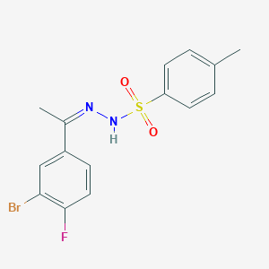 molecular formula C15H14BrFN2O2S B6290548 N'-(1-(3-Bromo-4-fluorophenyl)ethylidene)-4-methylbenzenesulfonohydrazide CAS No. 2565832-35-9