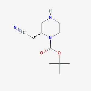 molecular formula C11H19N3O2 B6291099 （2R）-2-（氰基甲基）哌嗪-1-羧酸叔丁酯 CAS No. 2387560-41-8