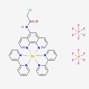 molecular formula C34H26ClF12N7OP2Ru B6291215 [Ru(bpy)2(5-chloroacetamido-1,10-phenanthroline)](PF6)2, min. 95% CAS No. 204273-42-7