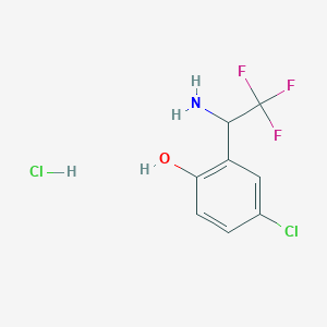 molecular formula C8H8Cl2F3NO B6291232 2-(1-Amino-2,2,2-trifluoroethyl)-4-chloro-phenol hydrochloride, 95% CAS No. 2565805-54-9