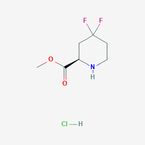 molecular formula C7H12ClF2NO2 B6291376 Methyl (2R)-4,4-difluoropiperidine-2-carboxylate hydrochloride CAS No. 2387565-77-5