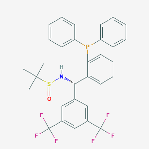 molecular formula C31H28F6NOPS B6291455 [S(R)]-N-[(S)-[3,5-bis(trifluoromethyl)phenyl][2- (diphenylphosphino)phenyl]methyl]-2-methyl-2-propanesulfinamide, 95% CAS No. 2262535-73-7