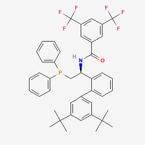 molecular formula C43H42F6NOP B6291519 N-[(1S)-1-[3',5'-Bis(1,1-dimethylethyl)[1,1'-biphenyl]-2-yl]-2-(diphenylphosphino)ethyl]-3,5-bis(trifluoromethyl)-benzamide, 95% CAS No. 2089424-11-1