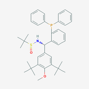 molecular formula C38H48NO2PS B6291553 [S(R)]-N-[(S)-[3,5-bis(1,1-dimethylethyl)-4-methoxyphenyl][2-(diphenylphosphino)phenyl]methyl]-2-methyl-2-propanesulfinamide, 95% CAS No. 1616688-63-1
