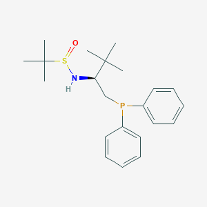 molecular formula C22H32NOPS B6291558 [S(R)]-N-[(1S)-1-[(diphenylphosphino)methyl]-2,2-dimethylpropyl]-2-methyl-2-propanesulfinamide, 95% CAS No. 1853342-54-7