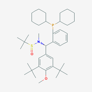 molecular formula C39H62NO2PS B6291564 [S(R)]-N-[(S)-[3,5-Bis(1,1-dimethylethyl)-4-methoxyPh][2-(dicyclohexylphosphino)Ph]Me]-N,2-dimethyl-2-propanesulfinamide, 95% CAS No. 2241598-34-3