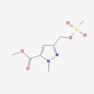 molecular formula C8H12N2O5S B6291619 5-Methanesulfonyloxymethyl-2-methyl-2H-pyrazole-3-carboxylic acid methyl ester, 95% CAS No. 2460255-85-8