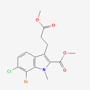 molecular formula C15H15BrClNO4 B6291681 7-溴-6-氯-3-(3-甲氧基-3-氧代丙基)-1-甲基吲哚-2-羧酸甲酯 CAS No. 2306261-24-3
