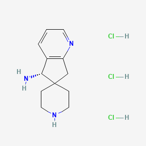 molecular formula C12H20Cl3N3 B6291786 (5S)-Spiro[5,7-dihydrocyclopenta[b]pyridine-6,4'-piperidine]-5-amine trihydrochloride CAS No. 2413983-72-7