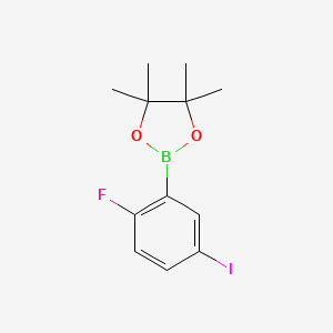 molecular formula C12H15BFIO2 B6291955 2-(2-Fluoro-5-iodophenyl)-4,4,5,5-tetramethyl-1,3,2-dioxaborolane CAS No. 2379792-68-2