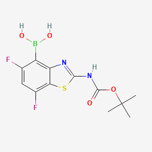 molecular formula C12H13BF2N2O4S B6292097 [2-(tert-Butoxycarbonylamino)-5,7-difluoro-1,3-benzothiazol-4-yl]boronic acid CAS No. 2415163-54-9