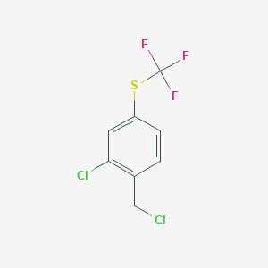 molecular formula C8H5Cl2F3S B6292113 2-Chloro-4-(trifluoromethylthio)benzyl chloride, 92% CAS No. 130780-57-3