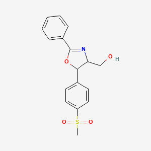 molecular formula C17H17NO4S B6292386 4,5-Dihydro-5-[4-(methylsulfonyl)phenyl]-2-phenyl-4-oxazolemethanol, 97% CAS No. 1357626-00-6